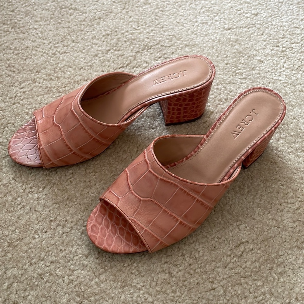 J. Crew Pink Crocodile Heeled Sandal